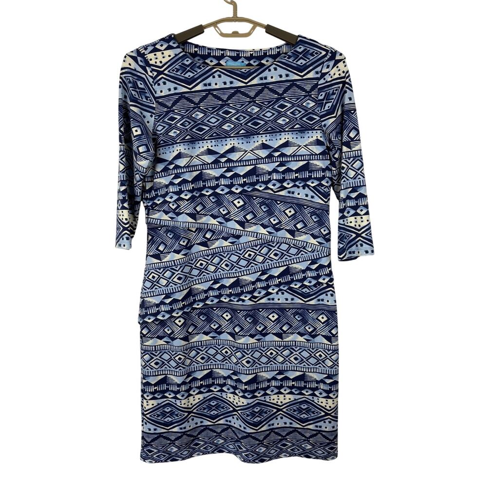 J. McLaughlin Nicola Dress Catalina Cloth Large Blue geometric